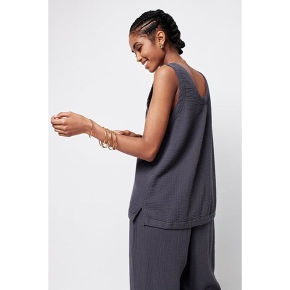 Faherty organic cotton gauze black grey tank top size xs - Picture 8 of 9